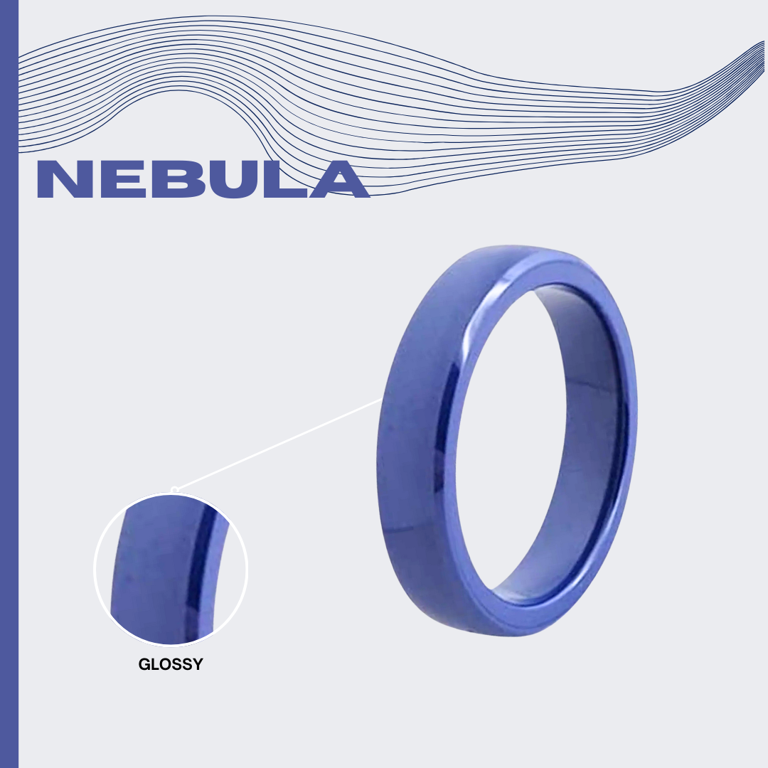Blue NEBULA - Glossy Blue Ceramic ring
